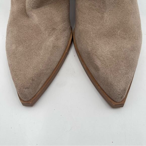 NEW MARC FISHER Boots Oshay Ankle Bootie Dark Walnut Stacked Heel Suede Size 11 - Picture 9 of 15